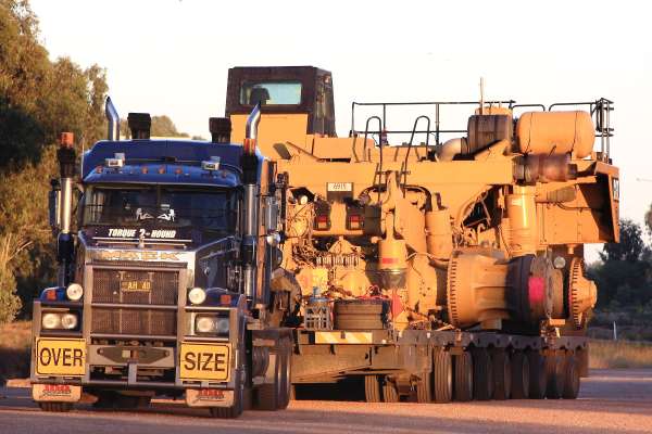 truck with oversized load