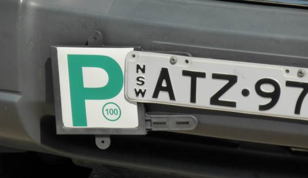 Australian P2 licence plate on a car in NSW