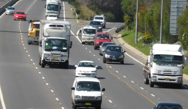 traffic signalling to move to the right on a motorway