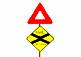 railway crossing ahead sign