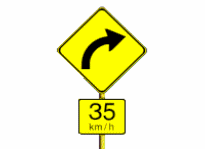 curve with advisory speed